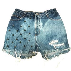 Re-purposed Bongo vintage baggy hi‎ rise light wash denim jean shorts L
